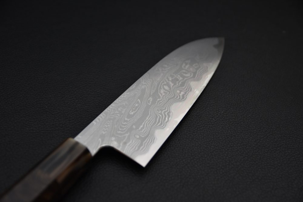 Nakagawa Uchihamono Aogami #1 Suminagashi Santoku 180mm Ébène