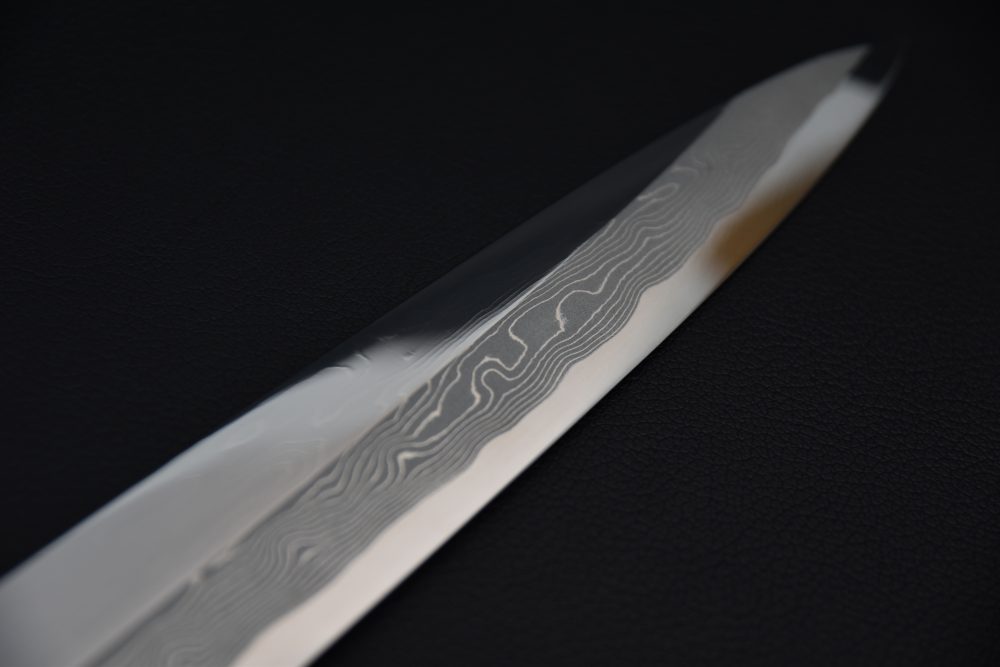Hitohira Kikuchiyo Mosuke Enmon Shirogami #1 Yanagiba 270mm Ziricote (Mirror Polished/ Saya)