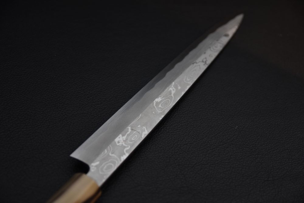 Hitohira Tanaka Manzo Aogami #1 Damascus Left-Handed Yanagiba 300mm Ébène