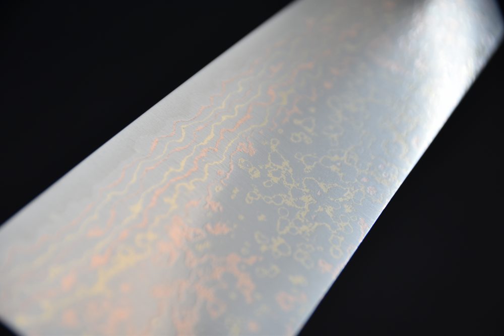 Saji Hamono VG10 Rainbow Damascus Bunka 180mm Corne De Vache