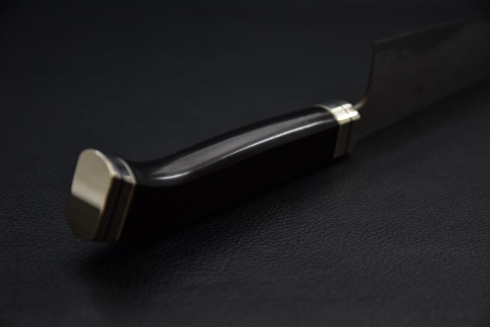 Hitohira Tanaka Kyuzo Aogami #1 Damascus Kiritsuke Gyuto 240mm Ébène Fusion