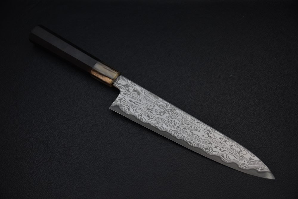 Nakagawa Uchihamono Aogami #1 Kurozome Suminagshi Gyuto 240mm Ebony