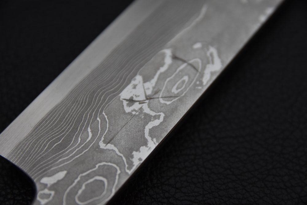 Hitohira Tanaka Manzo Aogami #1 Damascus Left-Handed Yanagiba 300mm Ebony