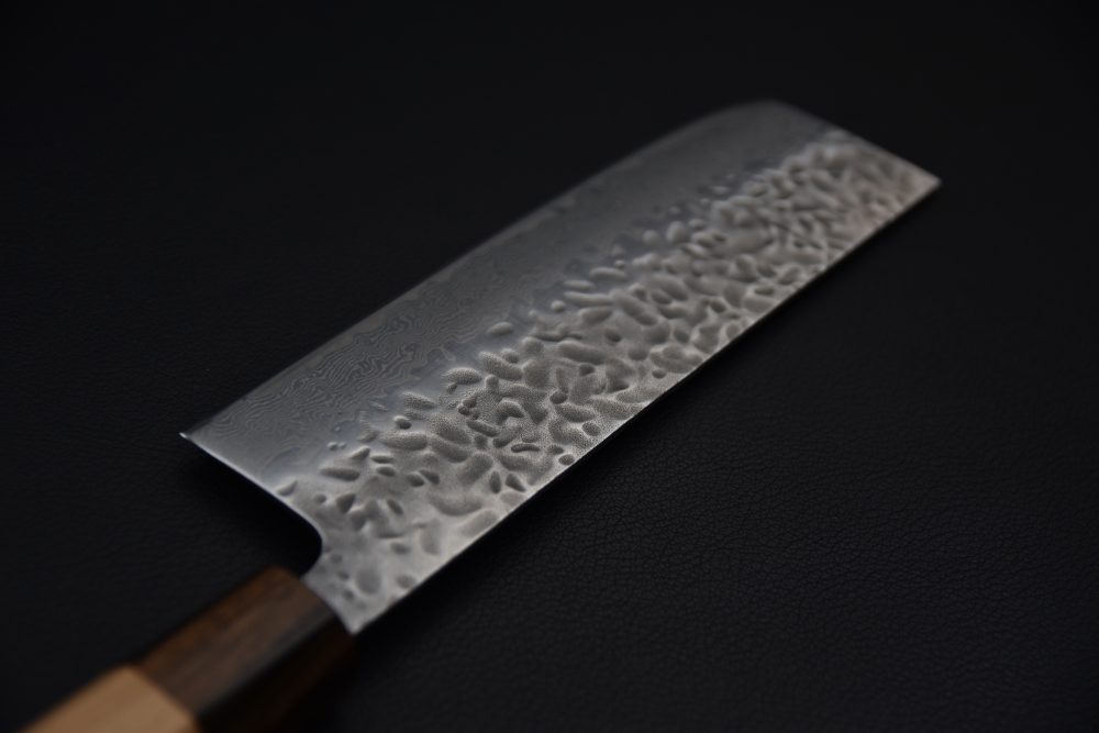 Hitohira Futana Stainless Tsuchime Damascus Nakiri Cerisier