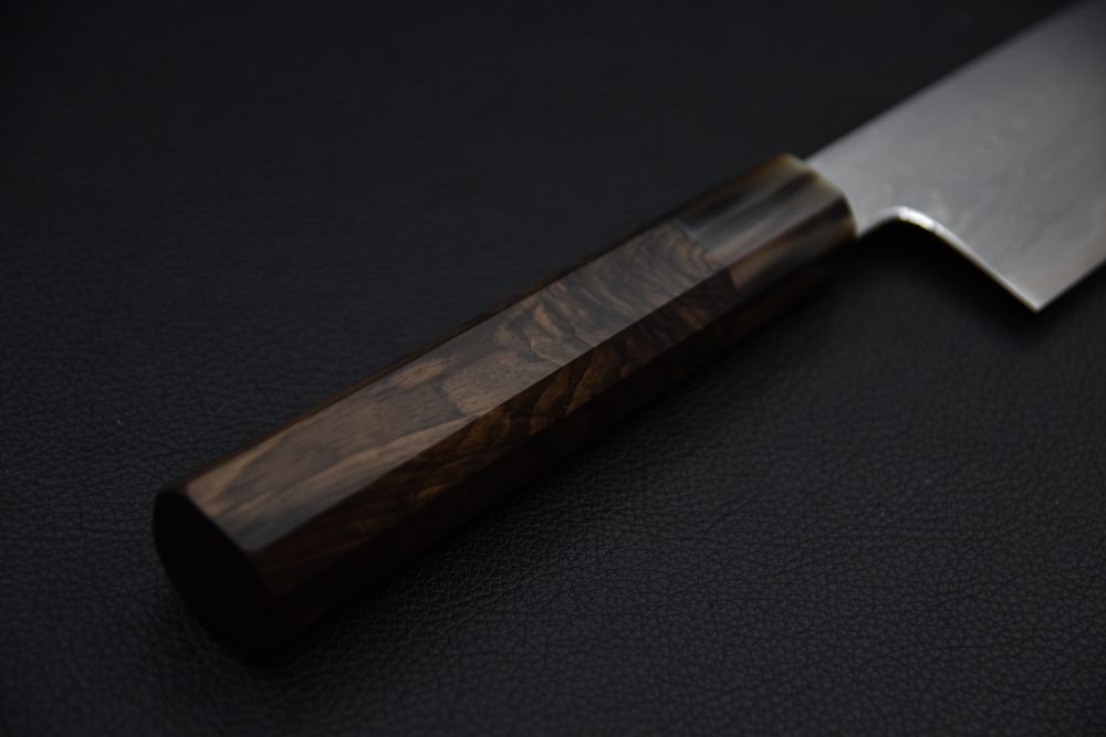 Nakagawa Uchihamono Aogami #1 Suminagashi Santoku 180mm Ébène