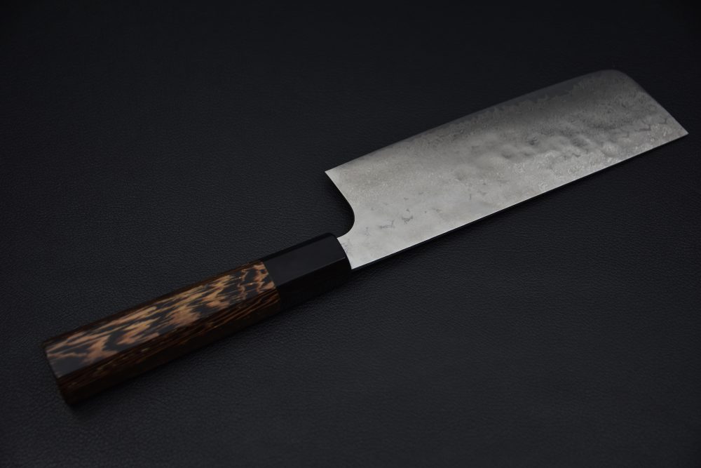 Hatsukokoro Ginyo Ginsan Tsuchime Damascus Nakiri 170mm Wenge