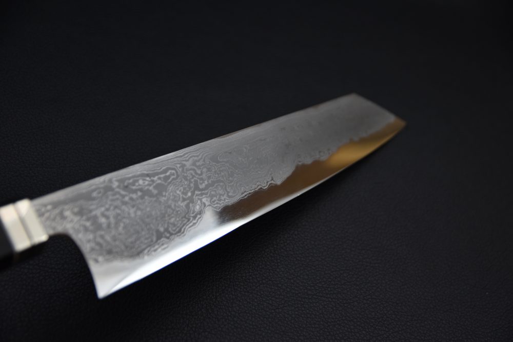 Hitohira Tanaka Kyuzo Aogami #1 Damascus Kiritsuke Gyuto 240mm Ébène Fusion