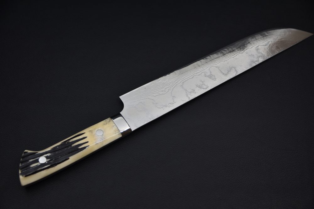 Saji Hamono R2 Damascus Sujihiki Sakimaru 240mm Corne De Cerf