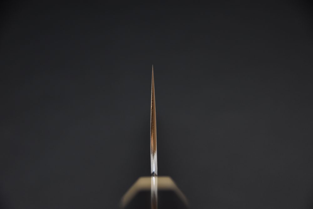 Hitohira Togashi Shirogami #1 Stainless Clad Kasumi Bunka 180mm Ebony