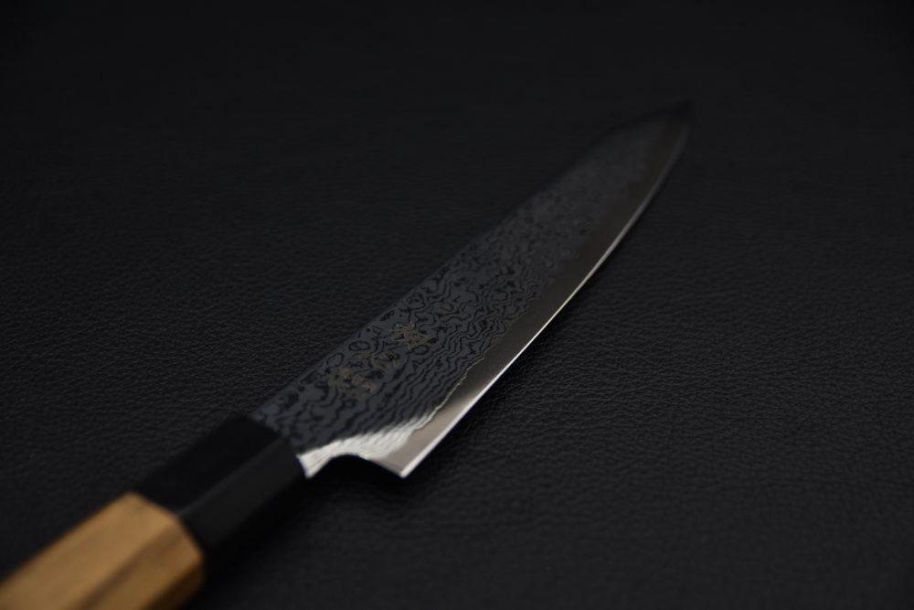 Hatsukokoro Sunaarashi VG10 Kurozome Nickel Damascus Kiritsuke Petty 150mm Teak