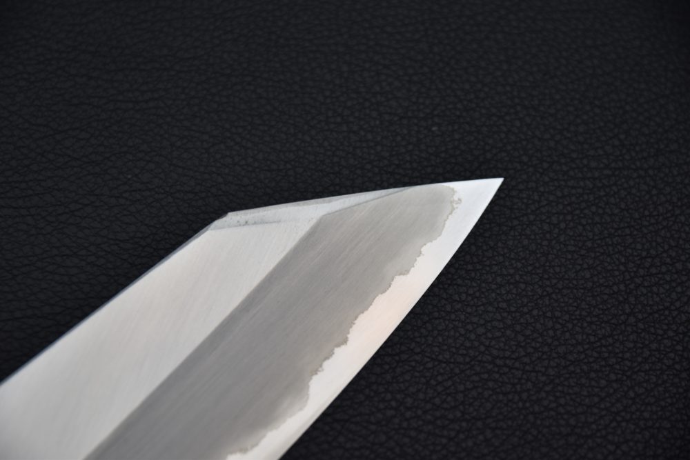 Hitohira Togashi Shirogami #1 Stainless Clad Kiritsuke Gyuto 240mm Makassar ebony