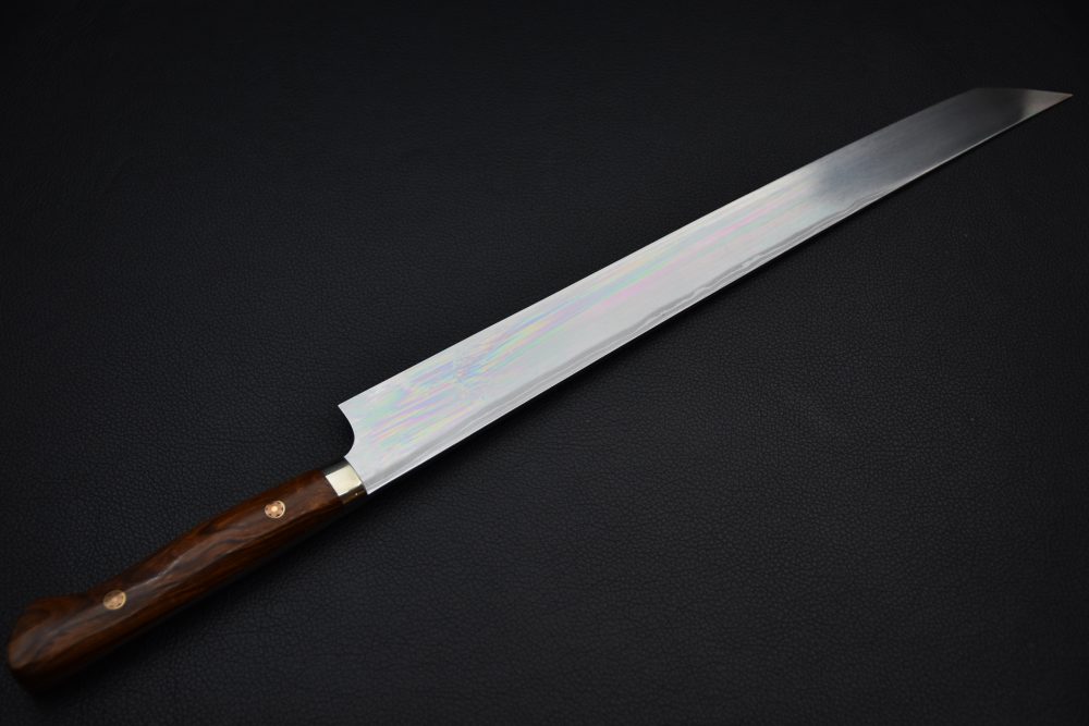 Yoshihiro Yauji Aogami #2 Damascus Sakimaru 330mm Ironwood