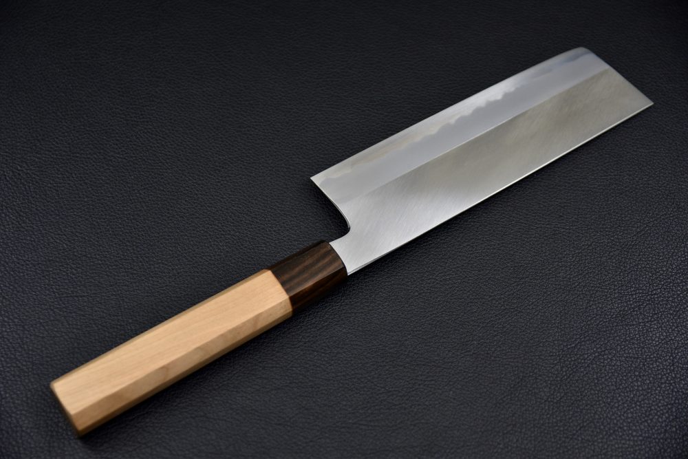 Hitohira Kikuchiyo Kyuzo Shirogami #2 Migaki Nakiri 180mm Cerisier
