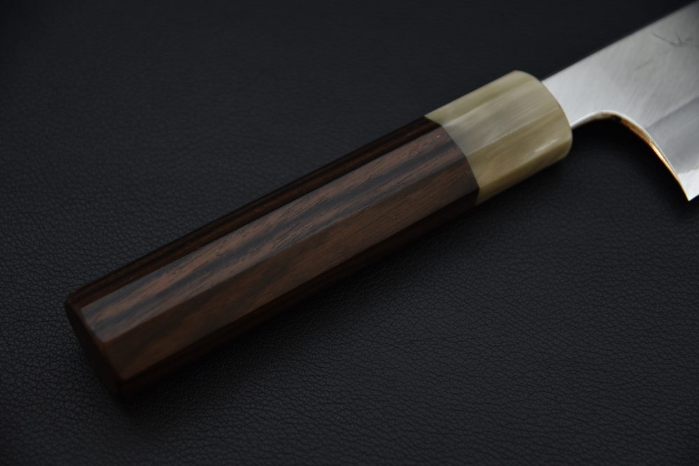 Hitohira Togashi Aogami #1 Migaki Santoku 180mm Taihei Makassar Ébène