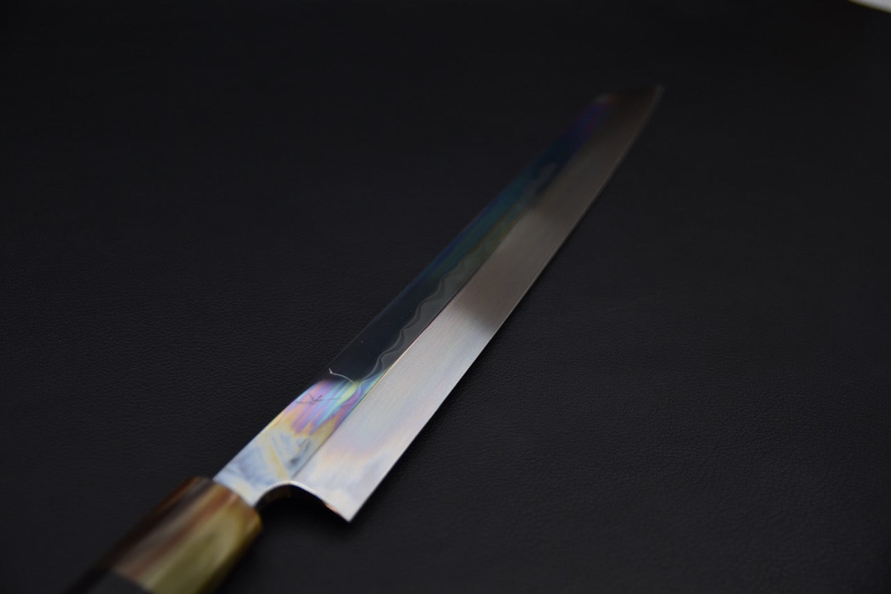 Hitohira Togashi Shirogami #1 Mizu Honyaki Kiritsuke Yanagiba 300mm Taihei Ebony