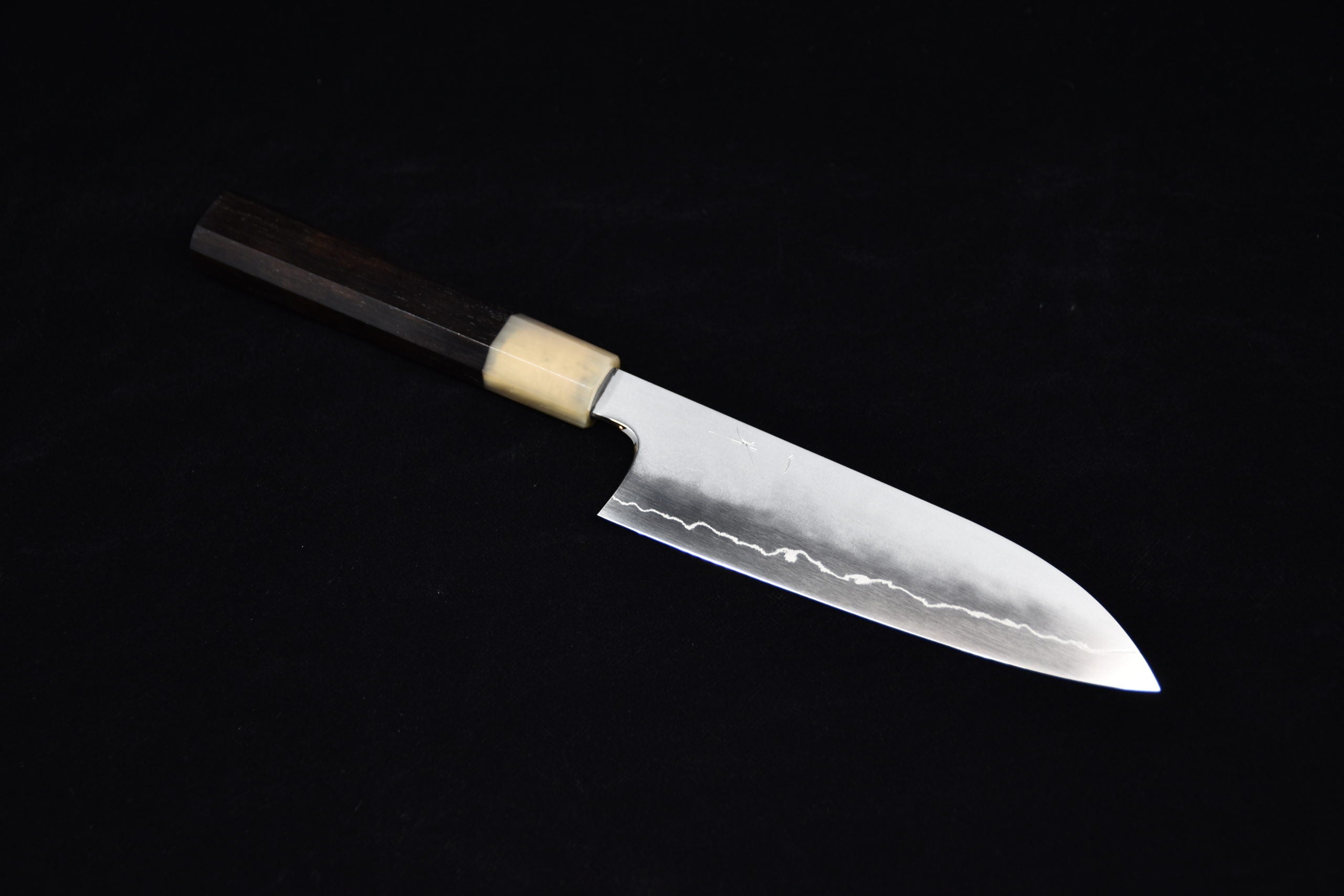 Hitohira Kikuchiyo Yohei Ginsan Kasumi Santoku 180mm Ebony wood