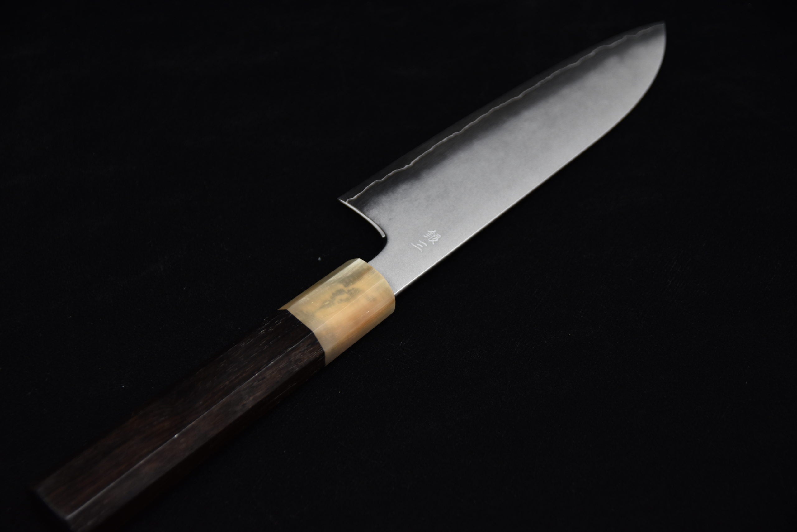 Hitohira Kikuchiyo Yohei Ginsan Kasumi Santoku 180mm Ebony wood