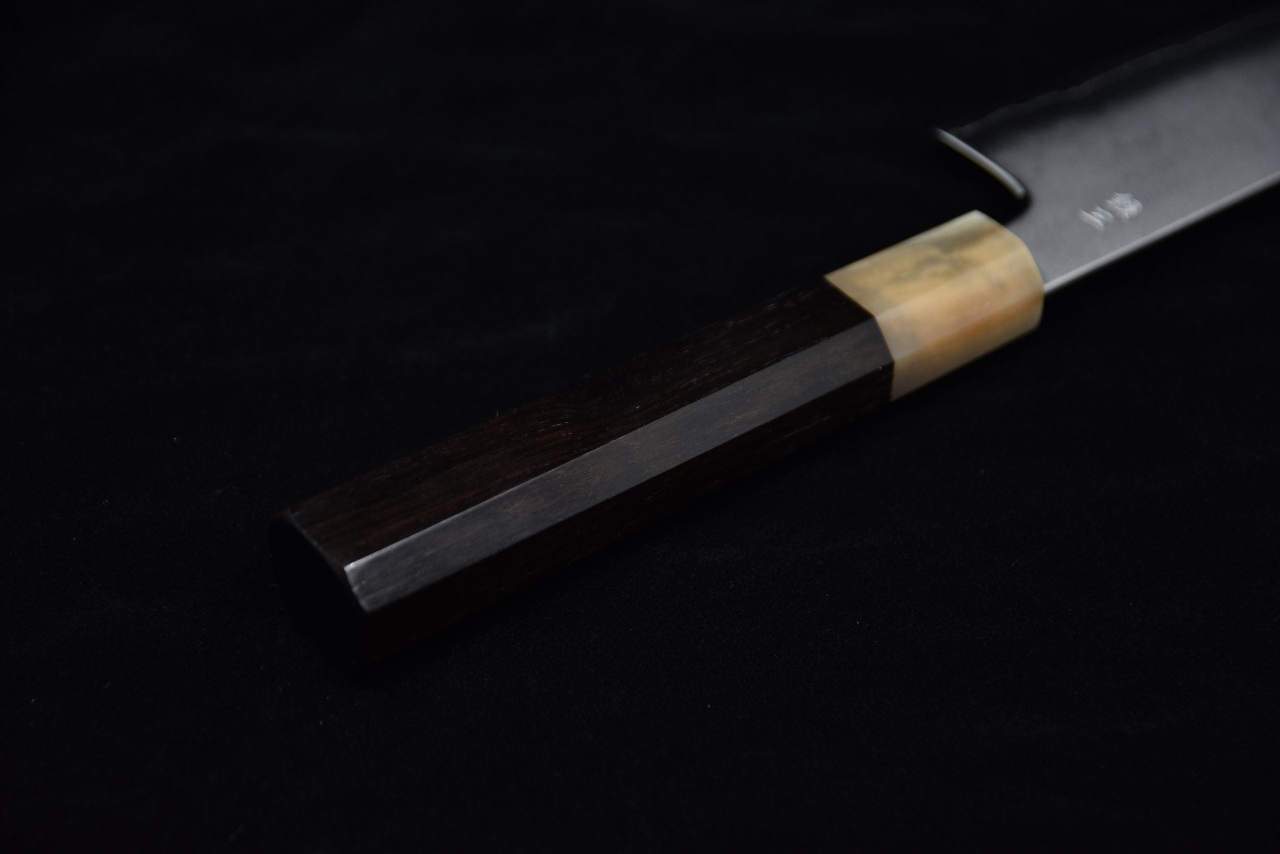 Hitohira Kikuchiyo Yohei Ginsan Kasumi Santoku 180mm Ebony wood