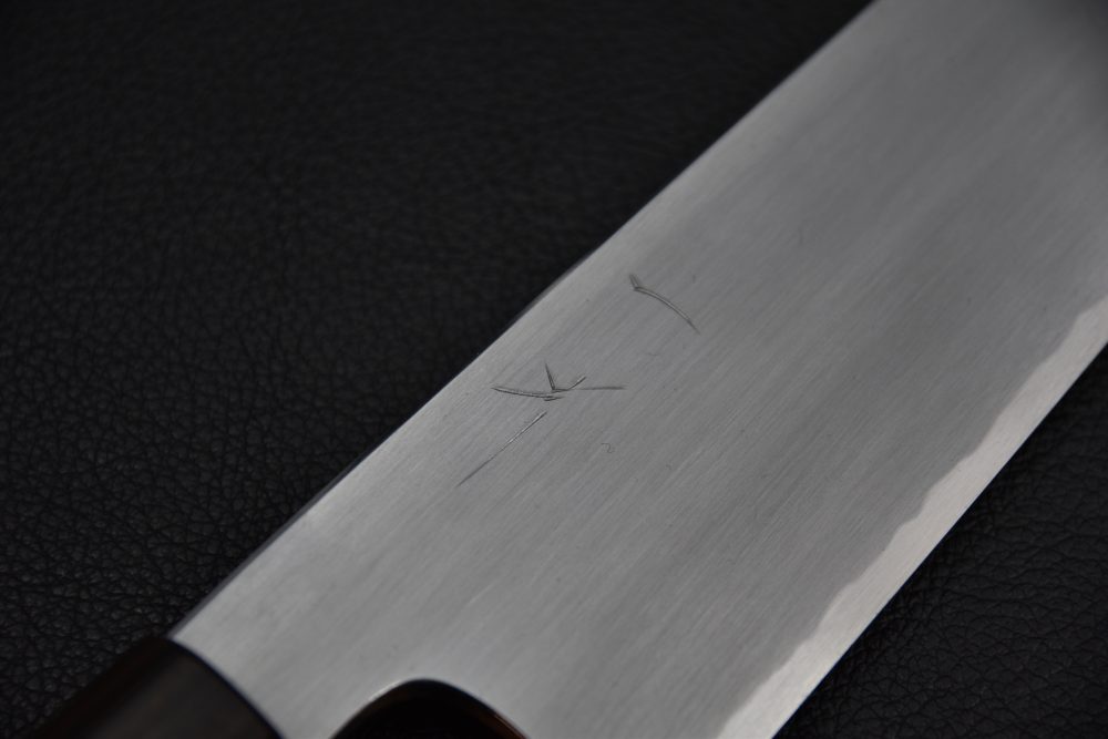 Hitohira Gorobei Rikichi Aogami #2 Kasumi Gyuto 240mm Cerisier