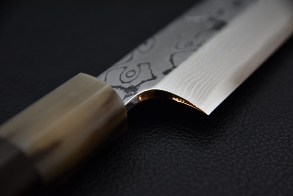 Hitohira Togashi Shirogami #1 Damascus Yanagiba 300mm Ebony