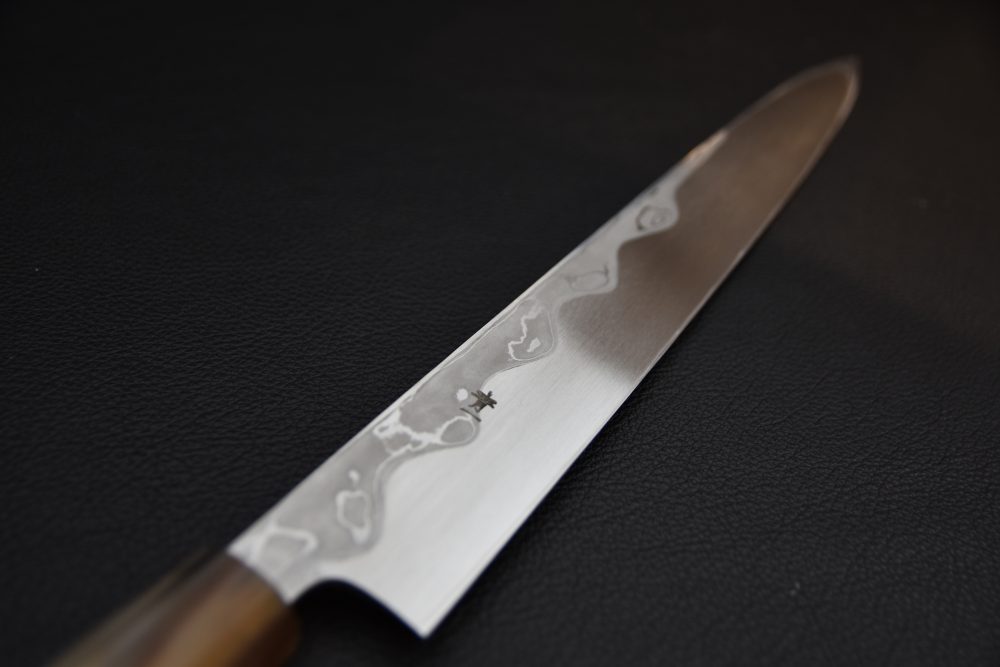 Hitohira Tanaka Manzo Aogami #1 Damascus Left-Handed Yanagiba 300mm Ebony