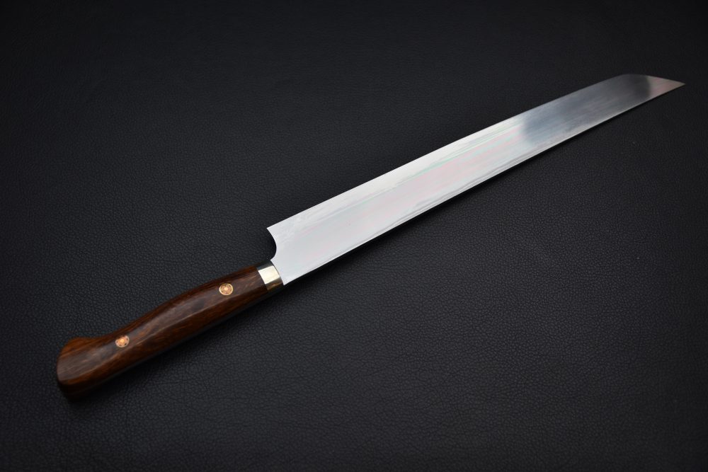 Yoshihiro Yauji Aogami #2 Damascus Sakimaru 300mm Ironwood