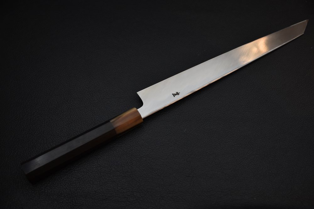 Hitohira Tanaka Mosuke Aogami #1 Kiritsuke Yanagiba 270mm Mirroir Ébène