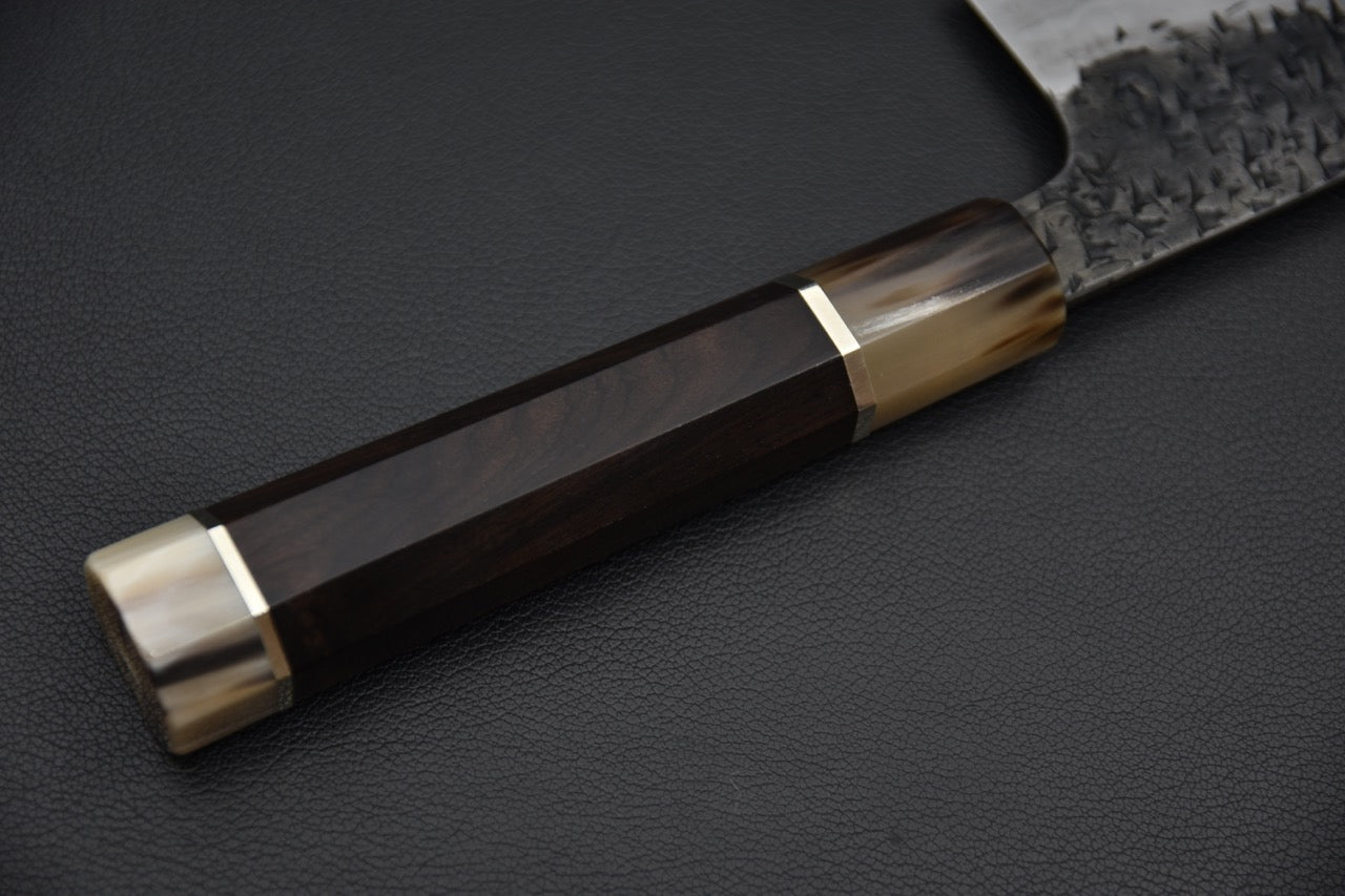 Enn Damascus Kisuke Manaka Aogami #1 Kiritsuke Gyuto 270mm Tsuchime Kurouchi