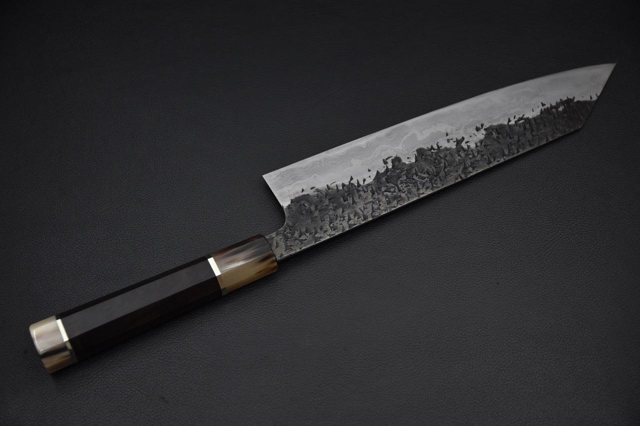 Enn Damascus Kisuke Manaka Aogami #1 Kiritsuke Gyuto 270mm Tsuchime Kurouchi