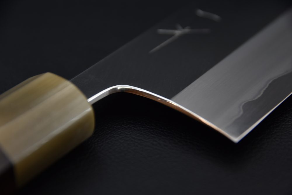 Hitohira Togashi Shirogami #1 Migaki Nakiri 180mm Taihei Ébène Makassar