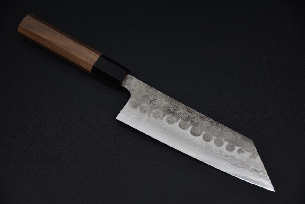 Hatsukokoro Inazuma Aogami Super Damascus Kurouchi Bunka 180mm Noyer