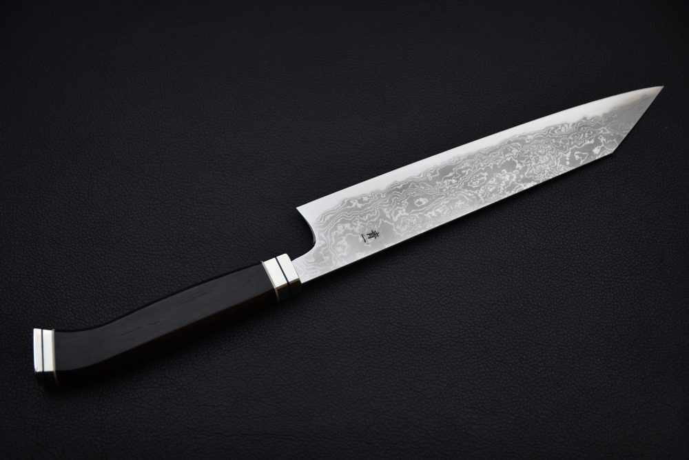 Hitohira Tanaka Yohei Aogami #1 Damascus Kiritsuke Gyuto 240mm Ebony Fusion