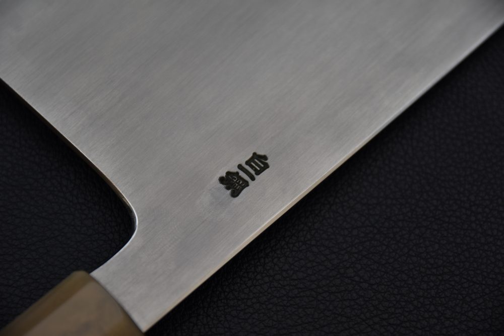 Hitohira Togashi Shirogami #1 Stainless Clad Kasumi Chinese Cleaver 180mm
