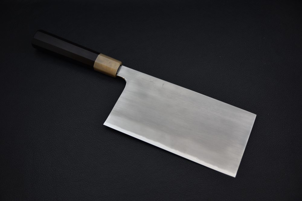 Hitohira Togashi Shirogami #1 Stainless Clad Kasumi Chinese Cleaver 180mm