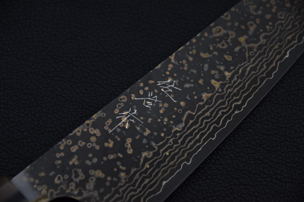 Saji Hamono VG10 Rainbow Damascus Bunka 180mm Ebony