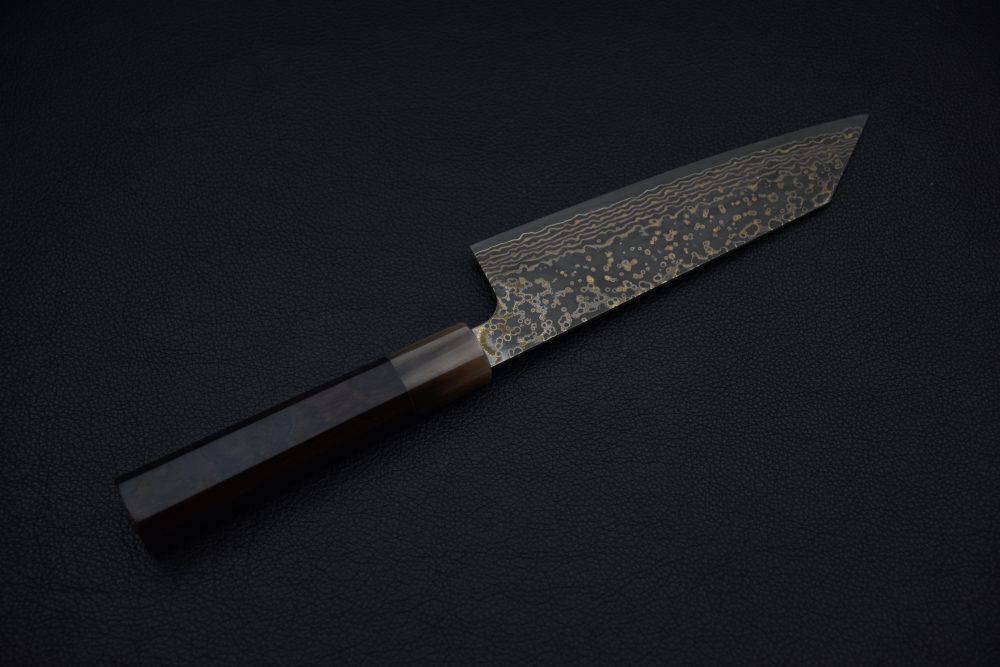 Saji Hamono VG10 Rainbow Damascus Bunka 180mm Ebony