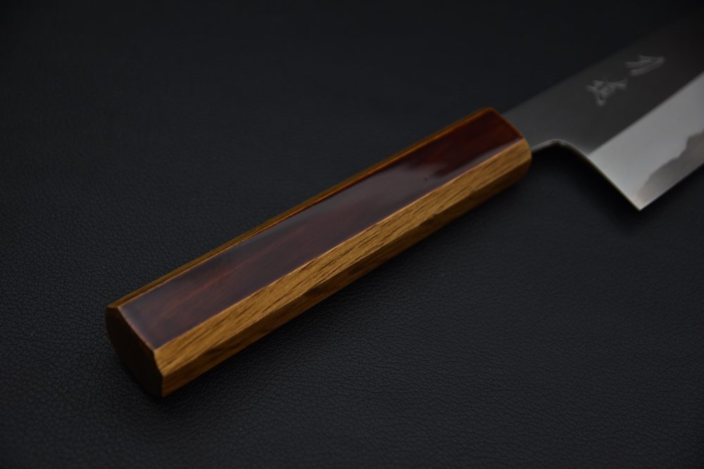 Hado Junpaku Shirogami #1 Stainless Clad Bunka 180mm Chêne Laqué