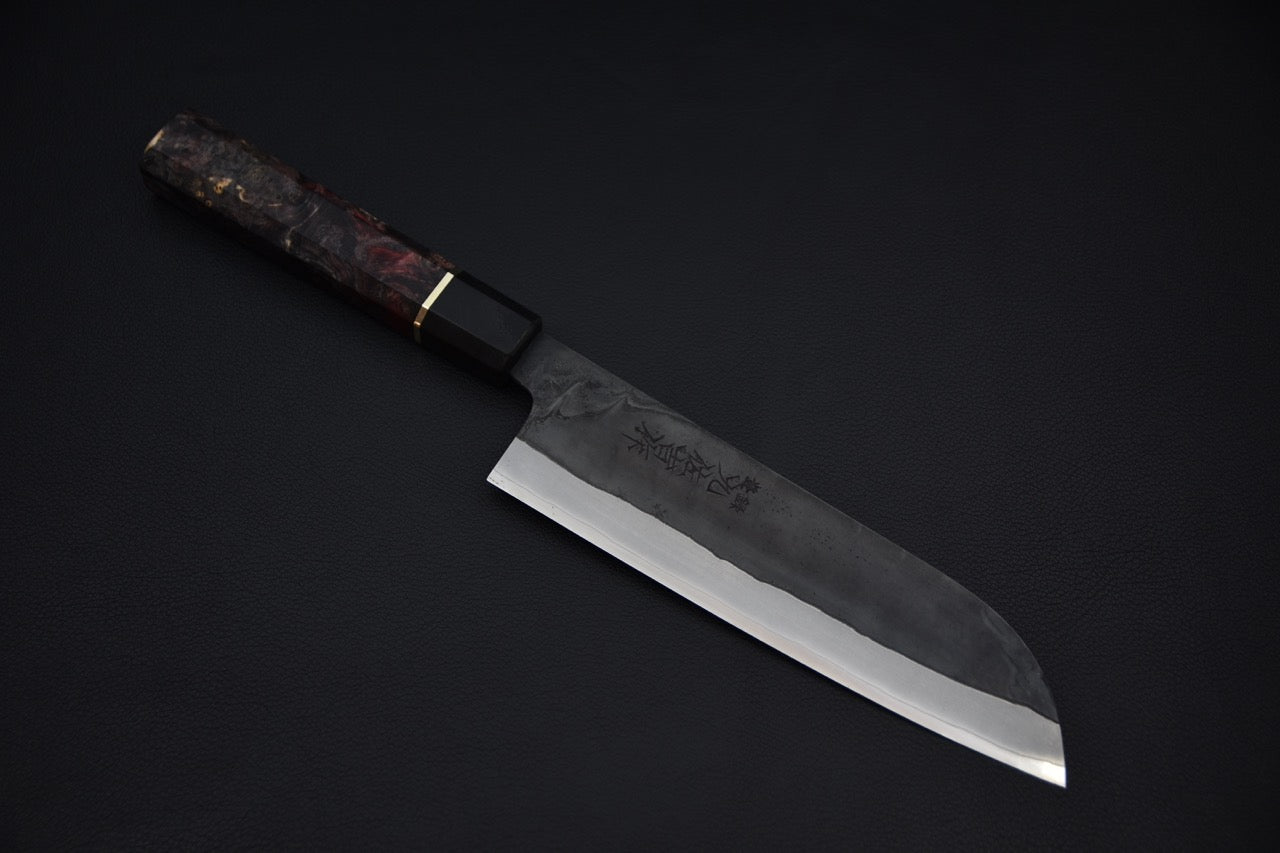 Yoshida Hamono HAP 40 Santoku 180mm Kurouchi Maple Burl (Noir)
