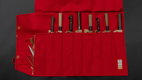 HI-CONDITION Hanpu Canvas 9 Poches Knife Roll Rouge