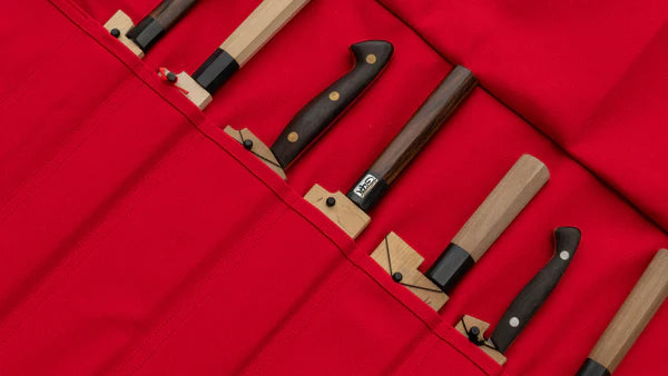 HI-CONDITION Hanpu Canvas 9 Poches Knife Roll Rouge