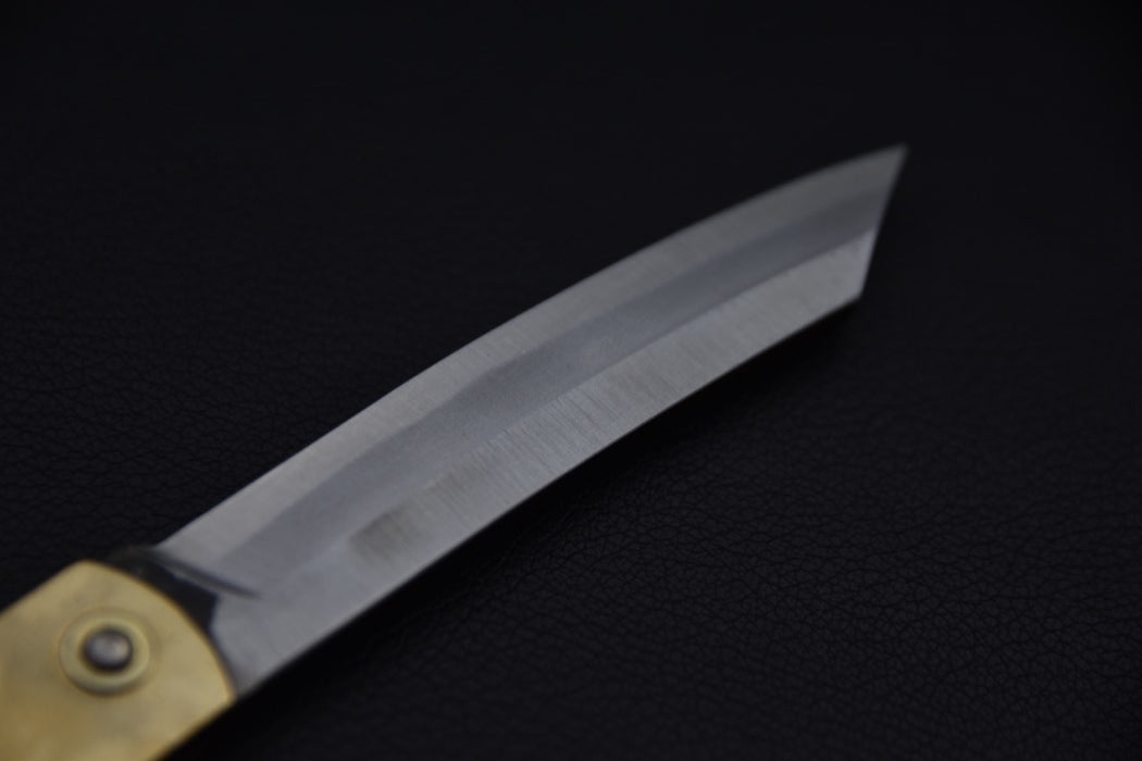 Higonokami Aogami #2 Folding Knife Extra Large Brass Handle