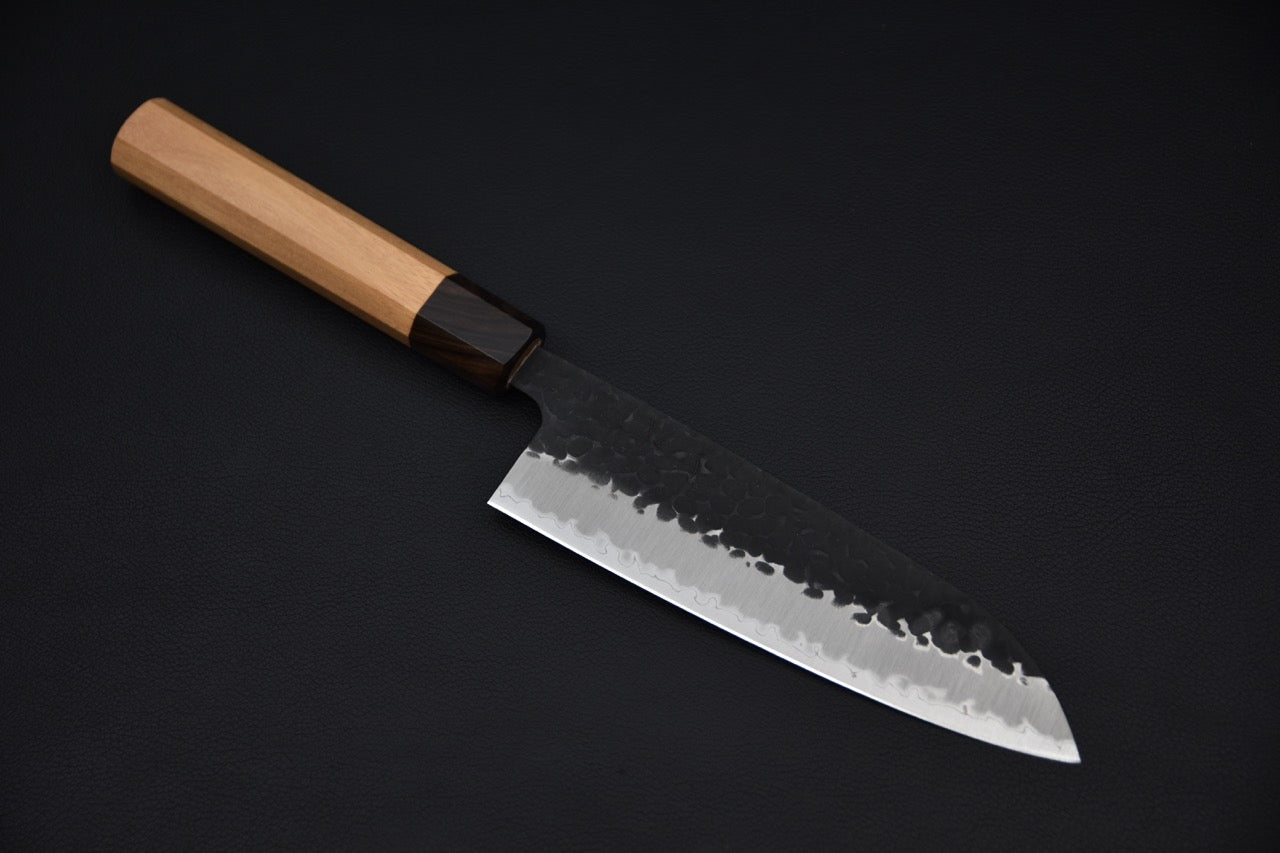 Hitohira Futana SB Kuro Tsuchime Santoku 170mm Cerisier