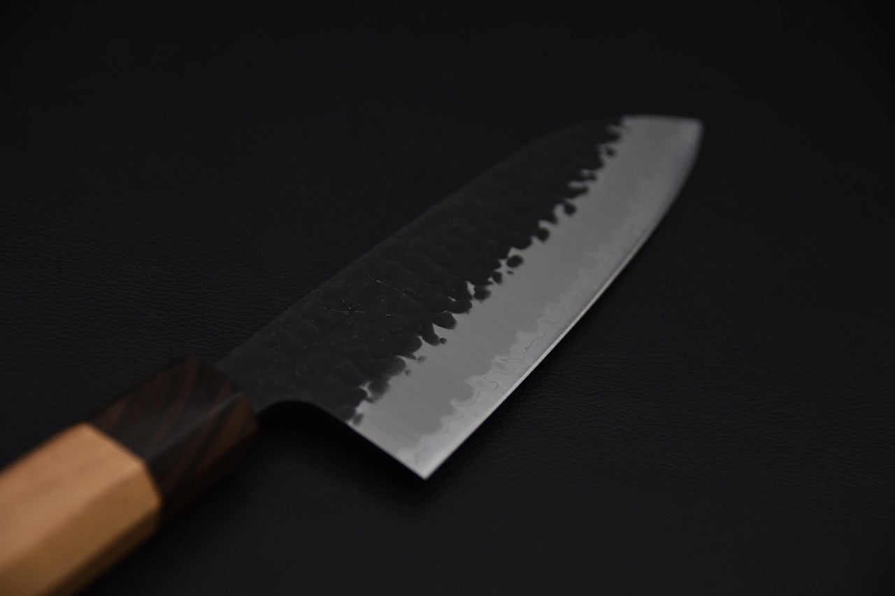 Hitohira Futana SB Kuro Tsuchime Santoku 170mm Cherry wood