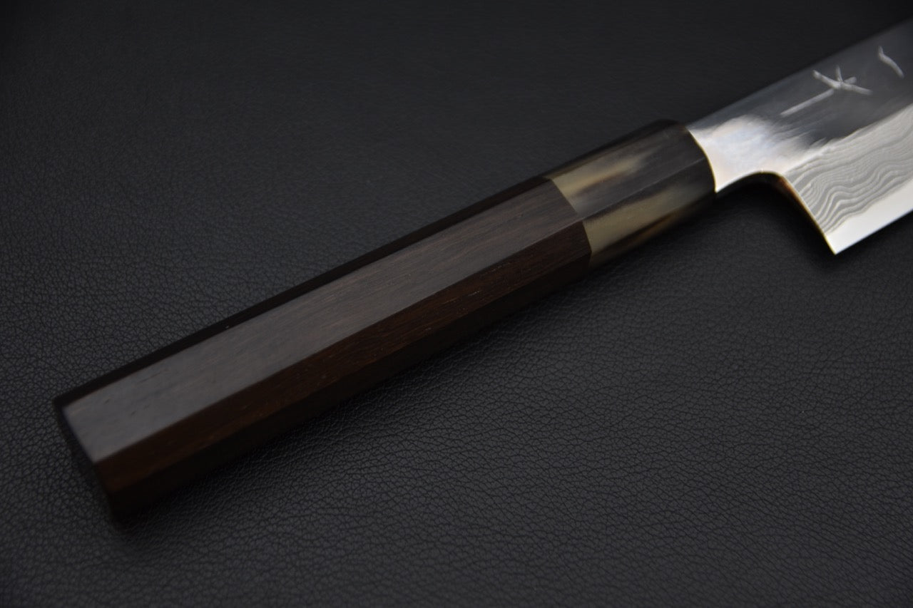 Hitohira Kikuchiyo Mosuke Enmon Shirogami #1 Kiritsuke 210mm Ebony Mirror