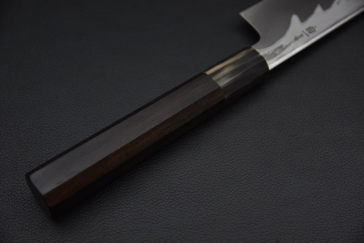 Hitohira Kikuchiyo Mosuke Enmon Shirogami #1 Kiritsuke 210mm Ebony Mirror