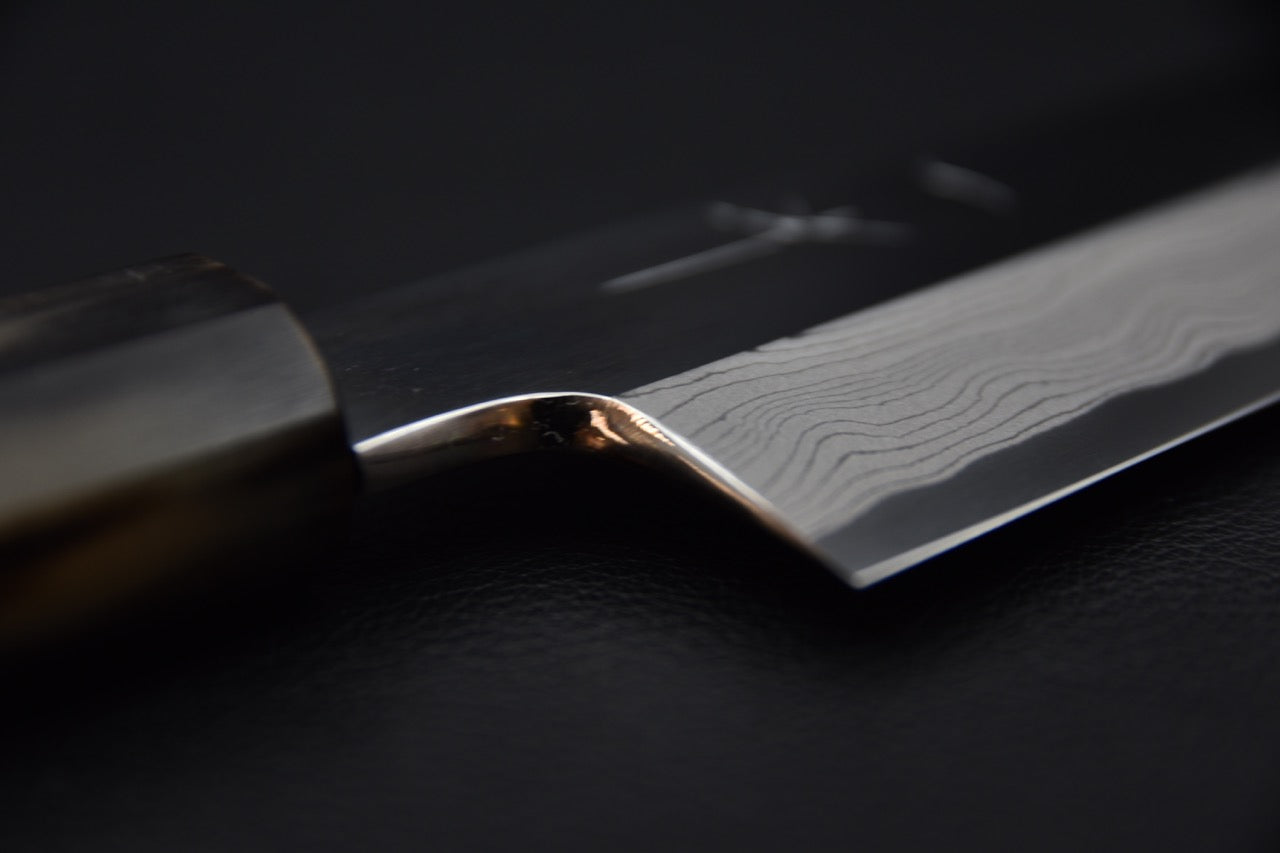 Hitohira Kikuchiyo Mosuke Enmon Shirogami #1 Kiritsuke 210mm Ebony Mirror