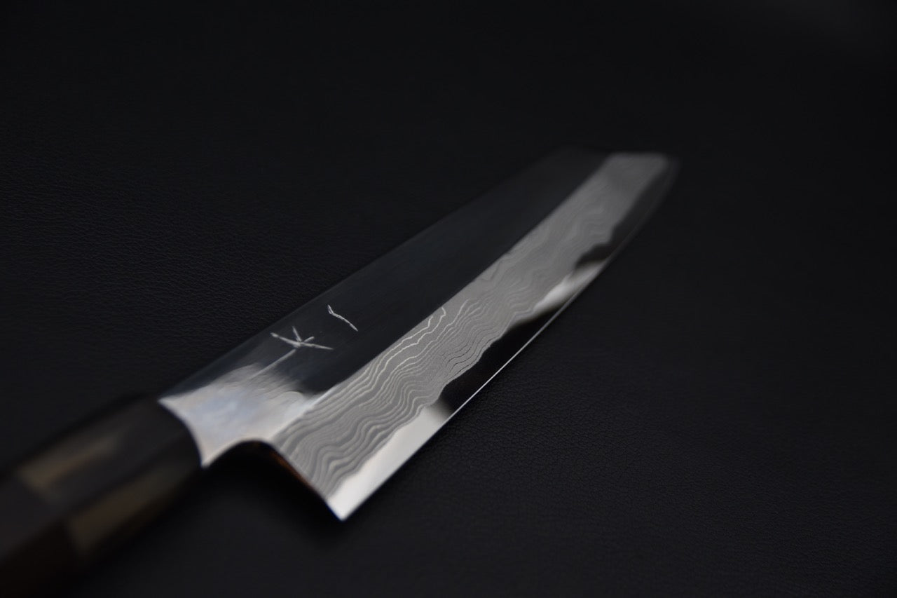 Hitohira Kikuchiyo Mosuke Enmon Shirogami #1 Kiritsuke 210mm Ébène Miroir