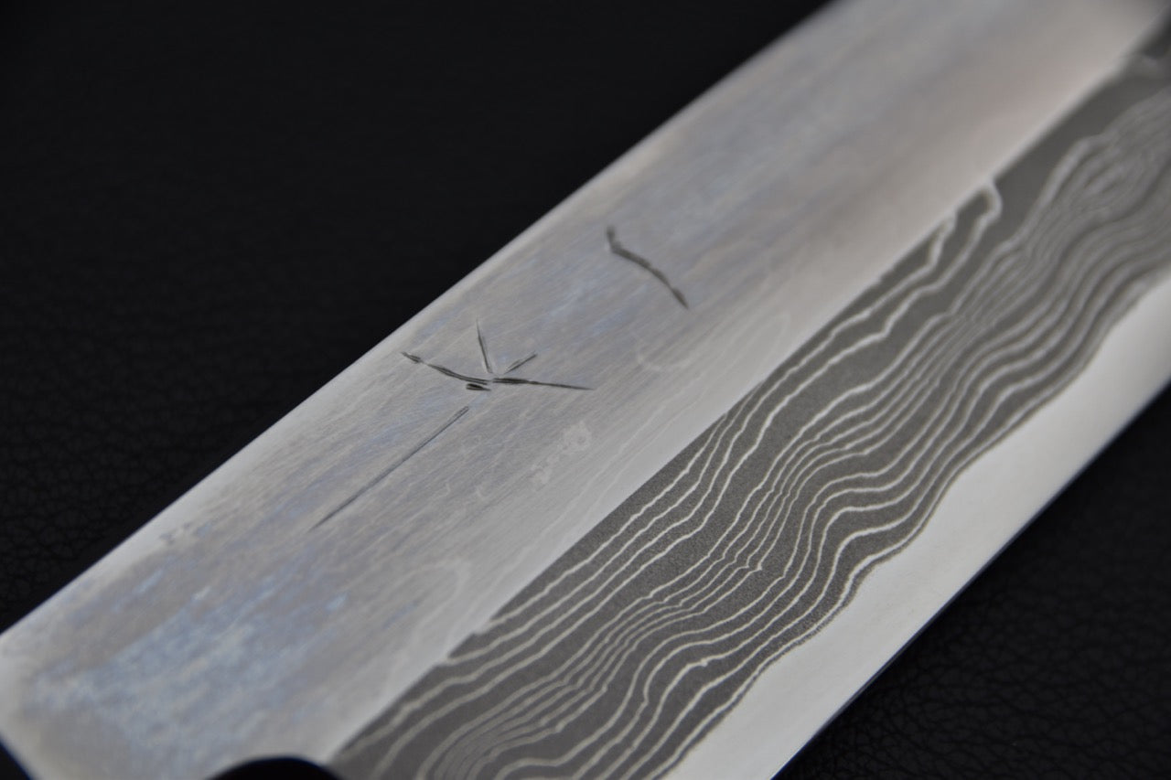 Hitohira Kikuchiyo Mosuke Enmon Shirogami #1 Kiritsuke 210mm Ebony Mirror