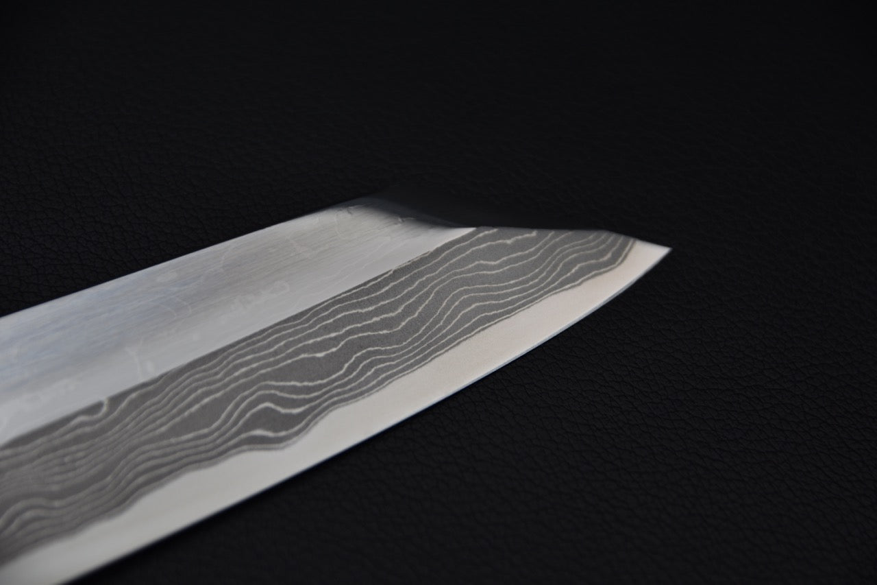 Hitohira Kikuchiyo Mosuke Enmon Shirogami #1 Kiritsuke 210mm Ebony Mirror