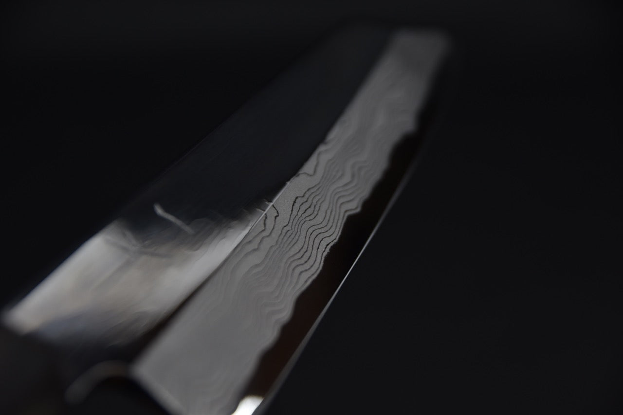 Hitohira Kikuchiyo Mosuke Enmon Shirogami #1 Kiritsuke 210mm Ebony Mirror